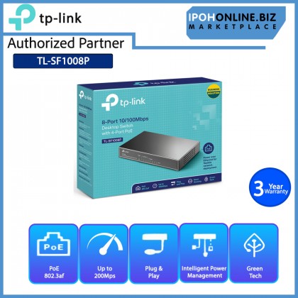 TP-LINK TL-SF1008P 8-port 10/100Mbps Switch with 4-Port PoE TP-LINK TL-SF1008P 8-port 10/100Mbps Switch with 4-Port PoE