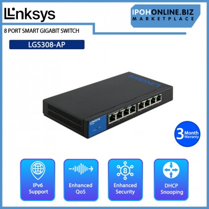 LINKSYS LGS308-AP 8 Port Smart Gigabit Switch LINKSYS LGS308-AP 8 Port Smart Gigabit Switch