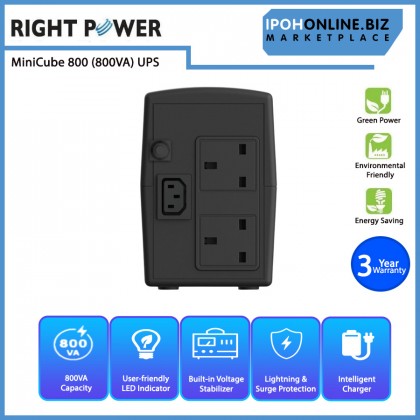 Right Power MiniCube 800 (800VA) with Built In Voltage Stabilizer UPS Right Power MiniCube 800 (800VA) with Built In Voltage Stabilizer UPS