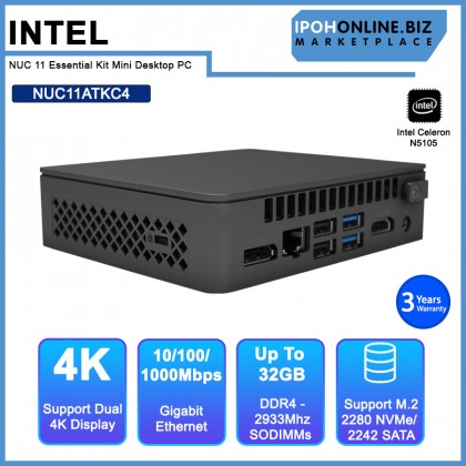 Intel NUC 11 Essential Kit NUC11ATKC4 Mini Desktop PC (Celeron N5105,2.90GHz/ 2xDDR4/ M.2 Gen3)