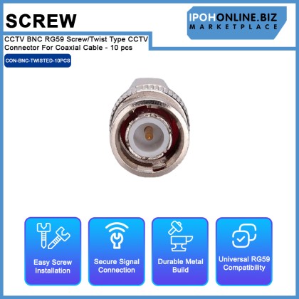 CCTV BNC RG59 Screw/Twist Type CCTV Connector For Coaxial Cable - 10 pcs CCTV BNC RG59 Screw/Twist Type CCTV Connector For Coaxial Cable - 10 pcs