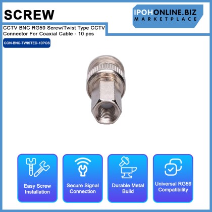 CCTV BNC RG59 Screw/Twist Type CCTV Connector For Coaxial Cable - 10 pcs CCTV BNC RG59 Screw/Twist Type CCTV Connector For Coaxial Cable - 10 pcs