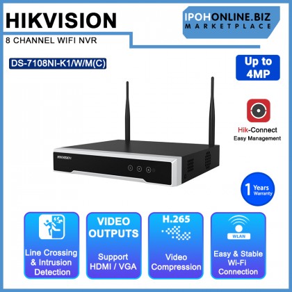 HIKVISION DS-7108NI-K1/W/M(C) 8 Channel Up to 4 MP WIFI NVR for Ezviz and Hikvision HDMI VGA Outputs HIKVISION DS-7108NI-K1/W/M(C) 8 Channel Up to 4 MP WIFI NVR for Ezviz and Hikvision HDMI VGA Outputs
