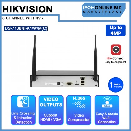 HIKVISION DS-7108NI-K1/W/M(C) 8 Channel Up to 4 MP WIFI NVR for Ezviz and Hikvision HDMI VGA Outputs HIKVISION DS-7108NI-K1/W/M(C) 8 Channel Up to 4 MP WIFI NVR for Ezviz and Hikvision HDMI VGA Outputs