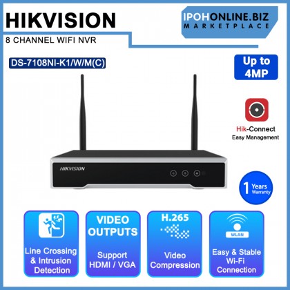 HIKVISION DS-7108NI-K1/W/M(C) 8 Channel Up to 4 MP WIFI NVR for Ezviz and Hikvision HDMI VGA Outputs