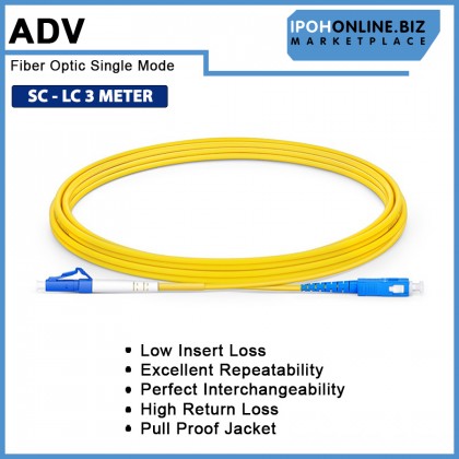ADV SC-LC Single Mode Fiber Optic Patch Cord Cable - 3 Meter ADV SC-LC Single Mode Fiber Optic Patch Cord Cable - 3 Meter