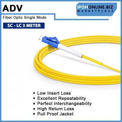 ADV SC-LC Single Mode Fiber Optic Patch Cord Cable - 3 Meter ADV SC-LC Single Mode Fiber Optic Patch Cord Cable - 3 Meter