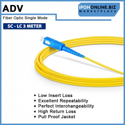 ADV SC-LC Single Mode Fiber Optic Patch Cord Cable - 3 Meter ADV SC-LC Single Mode Fiber Optic Patch Cord Cable - 3 Meter