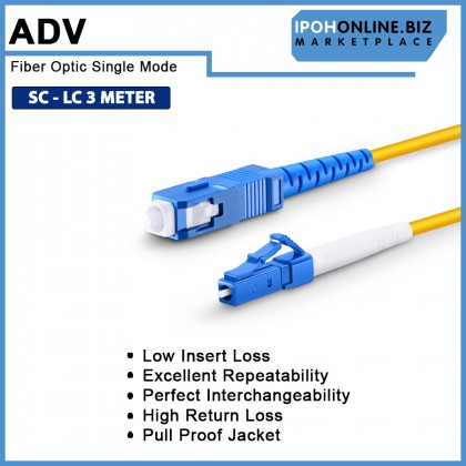 ADV SC-LC Single Mode Fiber Optic Patch Cord Cable - 3 Meter ADV SC-LC Single Mode Fiber Optic Patch Cord Cable - 3 Meter