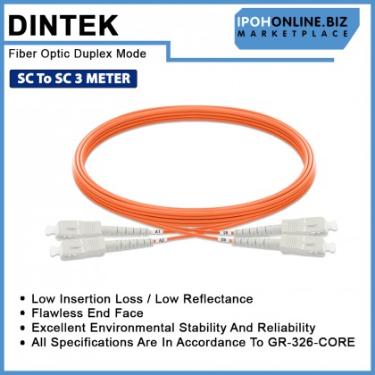 DINTEK SC-SC Multimode OM2 Duplex 50/125um Fiber Patch Cord - 3M DINTEK SC-SC Multimode OM2 Duplex 50/125um Fiber Patch Cord - 3M