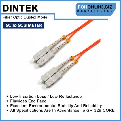 DINTEK SC-SC Multimode OM2 Duplex 50/125um Fiber Patch Cord - 3M DINTEK SC-SC Multimode OM2 Duplex 50/125um Fiber Patch Cord - 3M