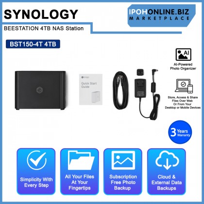 SYNOLOGY BEESTATION BST150-4T 4TB/REALTEK/4GB/1x1GBE NAS Station SYNOLOGY BEESTATION BST150-4T 4TB/REALTEK/4GB/1x1GBE NAS Station