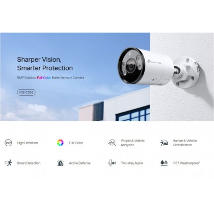 TP-LINK VIGI C355 4MM 5MP OUTDOOR FULL-COLOR Bullet Network Camera