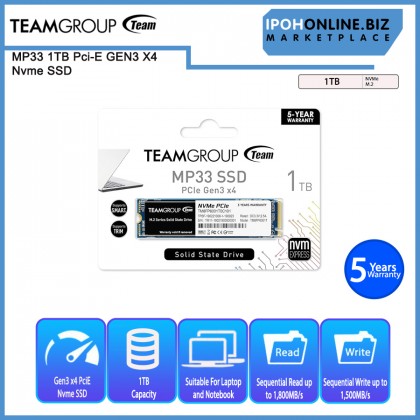 TEAMGROUP MP33 1TB PCI-E GEN3 X4 NVME SSD