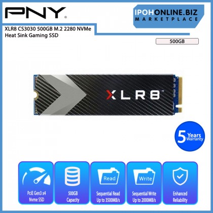 PNY XLR8 CS3030 250GB / 500GB M.2 2280 NVMe HEAT SINK Gaming SSD - 3500Mbs Read PNY XLR8 CS3030 250GB / 500GB M.2 2280 NVMe HEAT SINK Gaming SSD - 3500Mbs Read