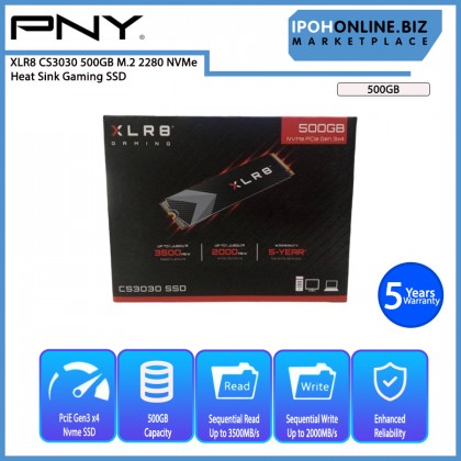 PNY XLR8 CS3030 250GB / 500GB M.2 2280 NVMe HEAT SINK Gaming SSD - 3500Mbs Read PNY XLR8 CS3030 250GB / 500GB M.2 2280 NVMe HEAT SINK Gaming SSD - 3500Mbs Read