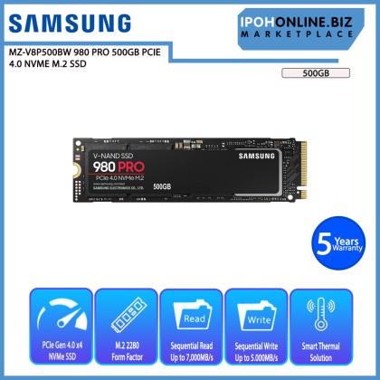 SAMSUNG MZ-V8P500BW 980 PRO 500GB PCIE 4.0 NVME M.2 SSD SAMSUNG MZ-V8P500BW 980 PRO 500GB PCIE 4.0 NVME M.2 SSD