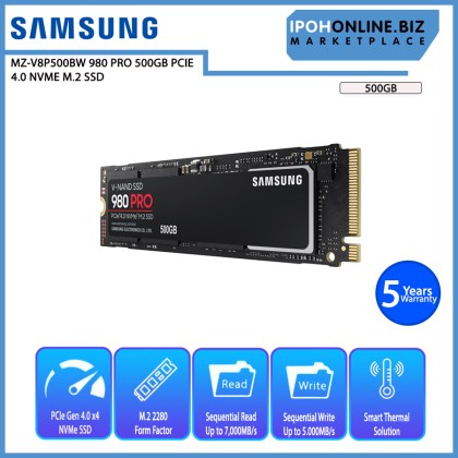 SAMSUNG MZ-V8P500BW 980 PRO 500GB PCIE 4.0 NVME M.2 SSD SAMSUNG MZ-V8P500BW 980 PRO 500GB PCIE 4.0 NVME M.2 SSD