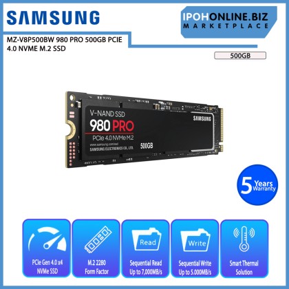 SAMSUNG MZ-V8P500BW 980 PRO 500GB PCIE 4.0 NVME M.2 SSD SAMSUNG MZ-V8P500BW 980 PRO 500GB PCIE 4.0 NVME M.2 SSD