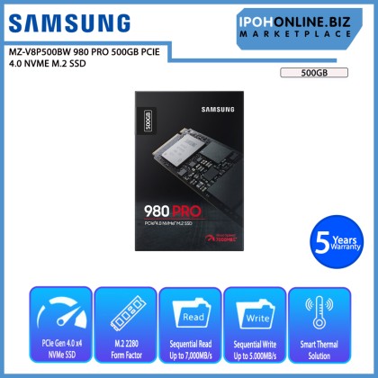 SAMSUNG MZ-V8P500BW 980 PRO 500GB PCIE 4.0 NVME M.2 SSD SAMSUNG MZ-V8P500BW 980 PRO 500GB PCIE 4.0 NVME M.2 SSD