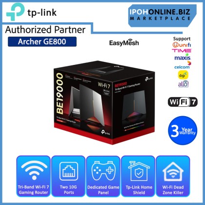 TP-Link Archer GE800 WiFi 7 Gaming Router BE19000 With Tri-Band 2x 10G + 4x 2.5G ports EasyMesh support TP-Link Archer GE800 WiFi 7 Gaming Router BE19000 With Tri-Band 2x 10G + 4x 2.5G ports EasyMesh support