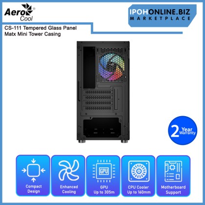 AEROCOOL CS-111 TEMPERED GLASS PANEL MATX MINI TOWER CASING