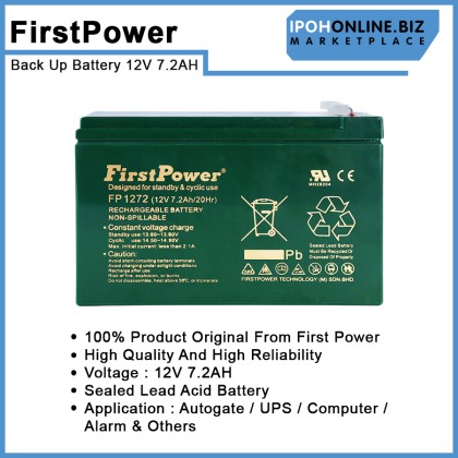 First Power FP1272 12V7.2AH Rechargeable Seal Lead Acid Back Up Battery (20 Hours) First Power FP1272 12V7.2AH Rechargeable Seal Lead Acid Back Up Battery (20 Hours)
