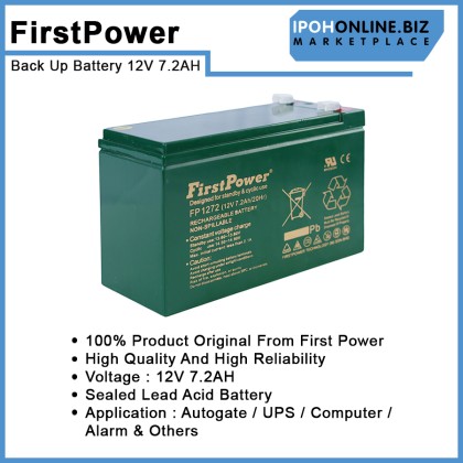 First Power FP1272 12V7.2AH Rechargeable Seal Lead Acid Back Up Battery (20 Hours) First Power FP1272 12V7.2AH Rechargeable Seal Lead Acid Back Up Battery (20 Hours)