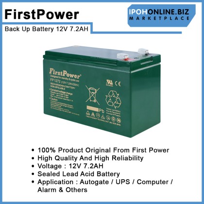 First Power FP1272 12V7.2AH Rechargeable Seal Lead Acid Back Up Battery (20 Hours) First Power FP1272 12V7.2AH Rechargeable Seal Lead Acid Back Up Battery (20 Hours)