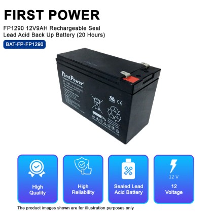 First Power FP1290 12V9AH Rechargeable Seal Lead Acid Back Up Battery (20 Hours) First Power FP1290 12V9AH Rechargeable Seal Lead Acid Back Up Battery (20 Hours)