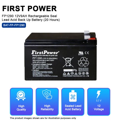 First Power FP1290 12V9AH Rechargeable Seal Lead Acid Back Up Battery (20 Hours) First Power FP1290 12V9AH Rechargeable Seal Lead Acid Back Up Battery (20 Hours)