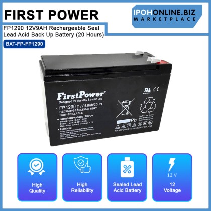 First Power FP1290 12V9AH Rechargeable Seal Lead Acid Back Up Battery (20 Hours) First Power FP1290 12V9AH Rechargeable Seal Lead Acid Back Up Battery (20 Hours)
