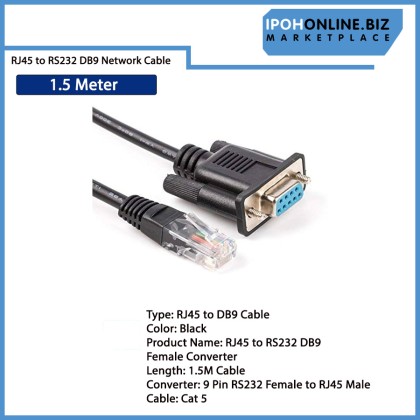1.5M RJ45 to RS232 DB9 Female Converter Ethernet Network Console Cable