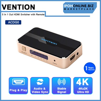 VENTION HDMI Switch 5 In 1 Out HDMI Switcher 4K 2K 1080P 5 Ports HDMI Hub Adapter for TV Projector VENTION HDMI Switch 5 In 1 Out HDMI Switcher 4K 2K 1080P 5 Ports HDMI Hub Adapter for TV Projector