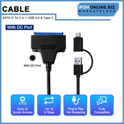 SATA To 2 in 1 USB 3.0 & Type C With DC Port Cable for 2.5-inch External HDD SSD Hard Drive SATA To 2 in 1 USB 3.0 & Type C With DC Port Cable for 2.5-inch External HDD SSD Hard Drive