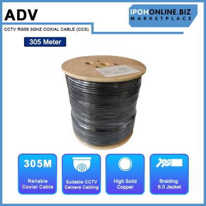 ADV RG59 3GHZ 21% CCS 0.81, 80/0.16 AL Braiding 6.0 Jacket, 305 Meter Wood Drum Packing ADV RG59 3GHZ 21% CCS 0.81, 80/0.16 AL Braiding 6.0 Jacket, 305 Meter Wood Drum Packing