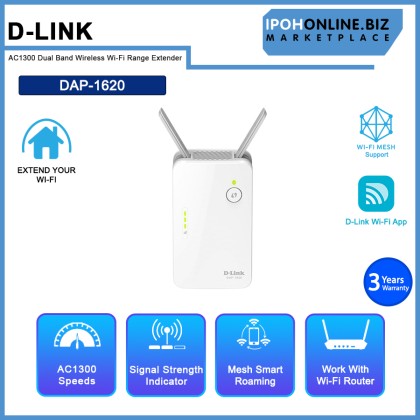 D-LINK DAP-1620 AC1300 Dual Band Wireless Wi-Fi Range Extender D-LINK DAP-1620 AC1300 Dual Band Wireless Wi-Fi Range Extender