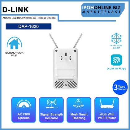 D-LINK DAP-1620 AC1300 Dual Band Wireless Wi-Fi Range Extender D-LINK DAP-1620 AC1300 Dual Band Wireless Wi-Fi Range Extender