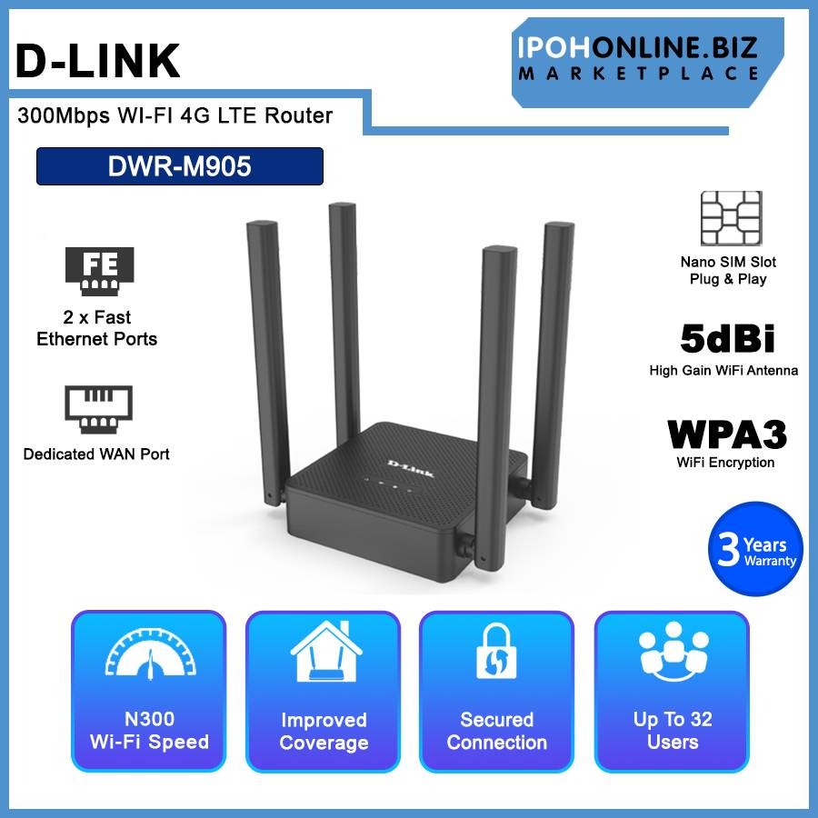 Lcs Router 905 Digidim D-LINK DWR-M905 Unlimited Plan Supported 300 Mbps WI-FI 4G LTE Router ...