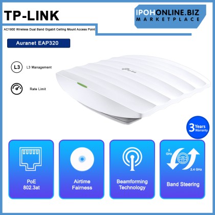 TP-LINK Auranet EAP320 AC1200 Wireless Dual Band Gigabit Ceiling Mount Access Point Ver.1.0