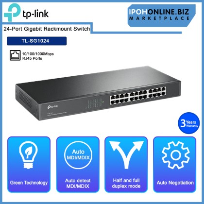 TP-LINK TL-SG1024 24-PORT Gigabit Rackmount Switch 10/100/1000Mbps RJ45 Ports TP-LINK TL-SG1024 24-PORT Gigabit Rackmount Switch 10/100/1000Mbps RJ45 Ports