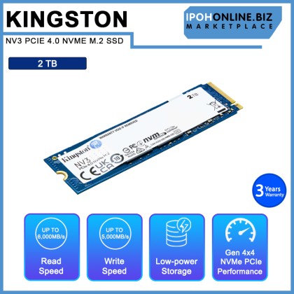 KINGSTON NV3 SNV3S 500GB/1TB/2TB SSD M.2 2280 NVME PCIE 4.0 Up To 6000MB/S Read Solid State Drive KINGSTON NV3 SNV3S 500GB/1TB/2TB SSD M.2 2280 NVME PCIE 4.0 Up To 6000MB/S Read Solid State Drive