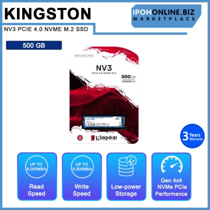 KINGSTON NV3 SNV3S 500GB/1TB/2TB SSD M.2 2280 NVME PCIE 4.0 Up To 6000MB/S Read Solid State Drive KINGSTON NV3 SNV3S 500GB/1TB/2TB SSD M.2 2280 NVME PCIE 4.0 Up To 6000MB/S Read Solid State Drive