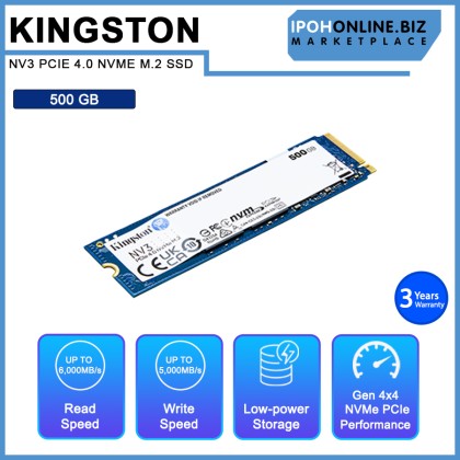 KINGSTON NV3 SNV3S 500GB/1TB/2TB SSD M.2 2280 NVME PCIE 4.0 Up To 6000MB/S Read Solid State Drive KINGSTON NV3 SNV3S 500GB/1TB/2TB SSD M.2 2280 NVME PCIE 4.0 Up To 6000MB/S Read Solid State Drive