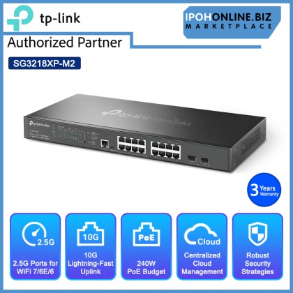 TP-LINK SG3218XP-M2 Omada 16-Port 2.5G and 2-Port 10GE SFP+ L2+ Managed Switch with 8-Port PoE+ TP-LINK SG3218XP-M2 Omada 16-Port 2.5G and 2-Port 10GE SFP+ L2+ Managed Switch with 8-Port PoE+