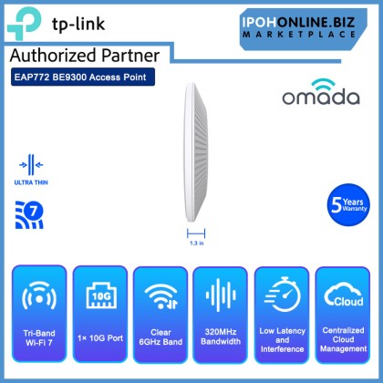 TP-LINK EAP772 BE9300 Ceiling Mount Tri-Band Wi-Fi 7 Access Point TP-LINK EAP772 BE9300 Ceiling Mount Tri-Band Wi-Fi 7 Access Point
