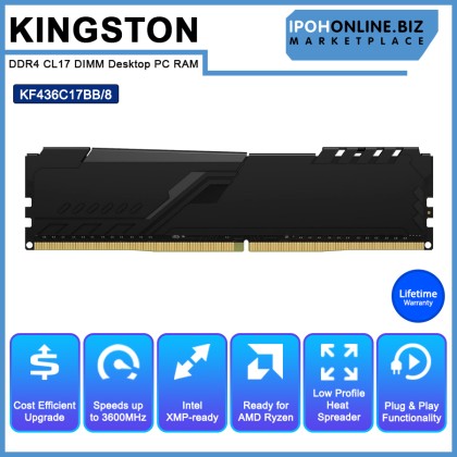 KINGSTON FURY BEAST KF436C17BB/8 8GB 3600MHz DDR4 CL17 DIMM Desktop PC RAM