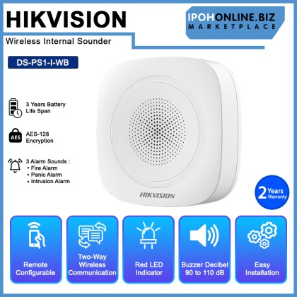 HIKVISION DS-PS1-I-WB Network AX Pro 433 MHz Two-Way Wireless Internal Sounder With Configurable Arming/Disarming Prompt Sound And LED Indicator - Red