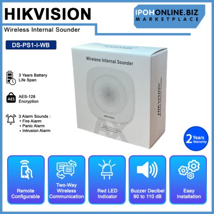 HIKVISION DS-PS1-I-WB Network AX Pro 433 MHz Two-Way Wireless Internal Sounder With Configurable Arming/Disarming Prompt Sound And LED Indicator - Red