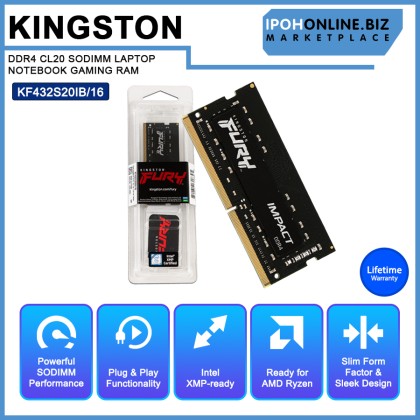 KINGSTON FURY IMPACT KF432S20IB/16 16GB 3200MHz DDR4 CL20 SODIMM LAPTOP NOTEBOOK GAMING RAM